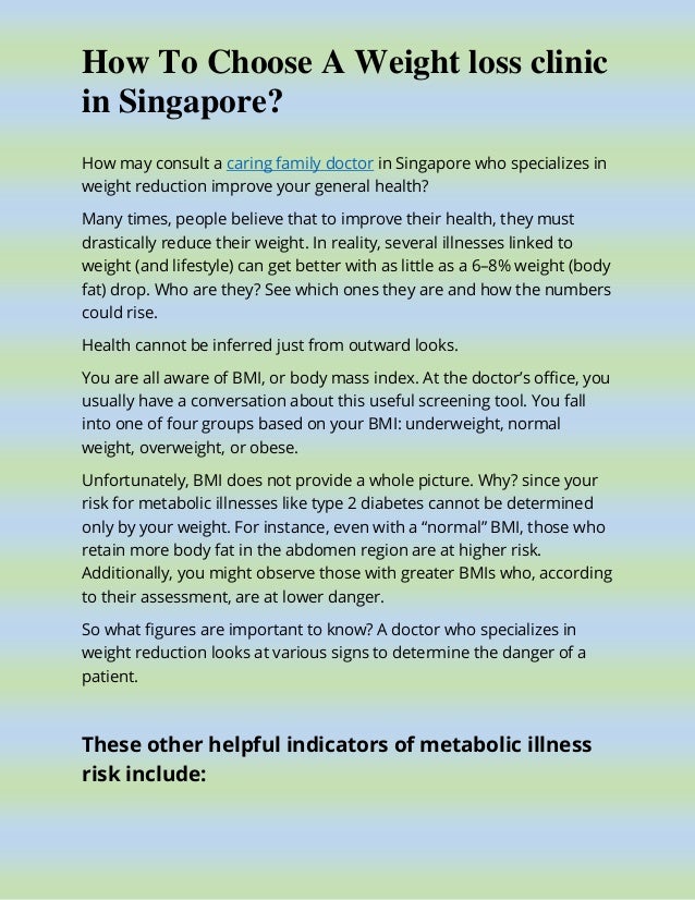 How To Choose A Weight loss clinic in Singapore? PDF