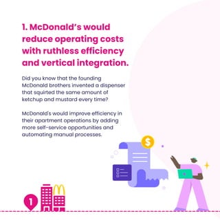 Did you know that the founding
McDonald brothers invented a dispenser
that squirted the same amount of
ketchup and mustard...