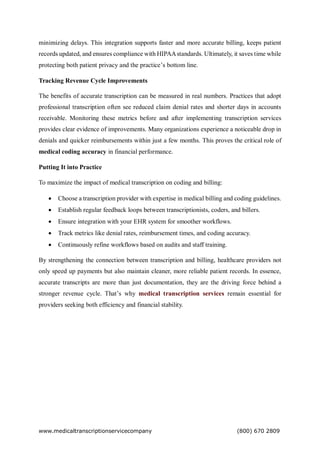 Medical Coding Transcripts Examples How Medical Transcription Improves Coding and Billing for Faster ...