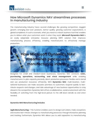 How microsoft dynamics nav streamlines processes in manufacturing ...