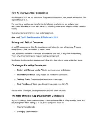 AI/ML Trends in Mobile App Development 2025 | PDF