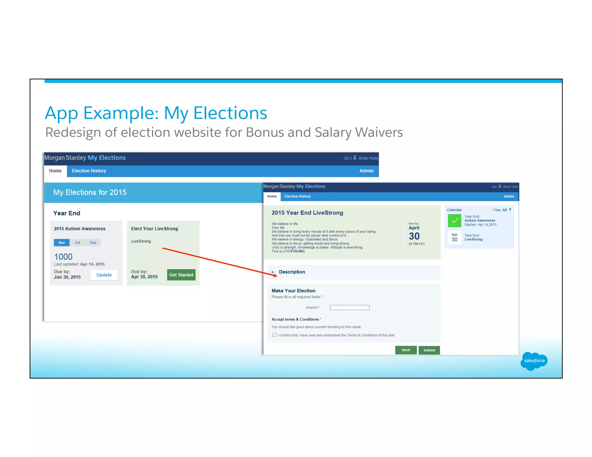 Redesign of election website for Bonus and Salary Waivers
App Example: My Elections
 