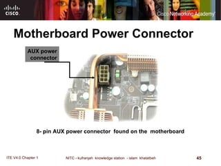 Motherboard Power Connector  8- pin AUX power connector  found on the  motherboard  AUX power connector 