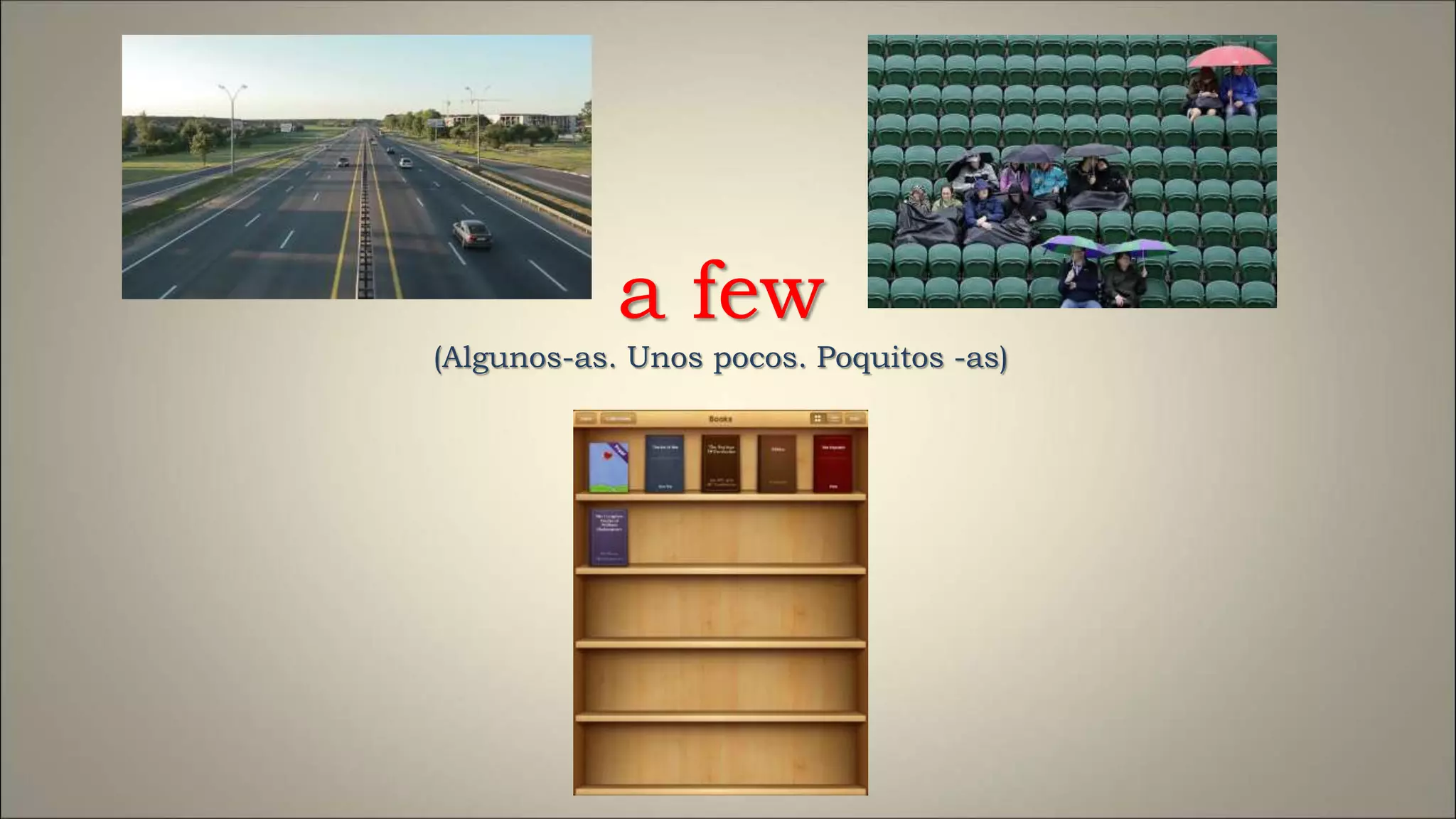 a few
(Algunos-as. Unos pocos. Poquitos -as)
 