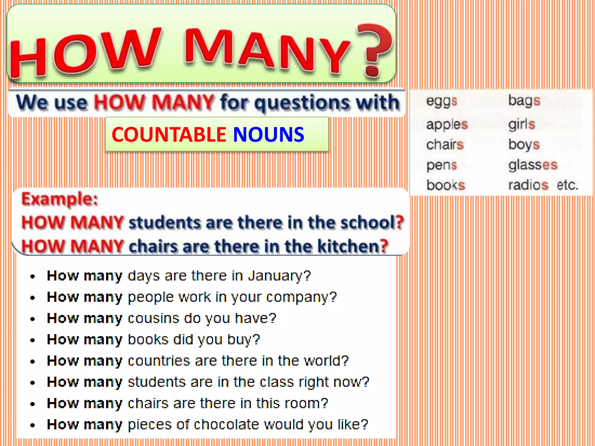 COUNTABLE NOUNS