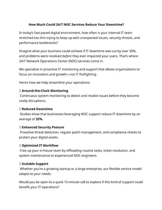 How Much Could 24 7 NOC Services Reduce Your Downtime.docx