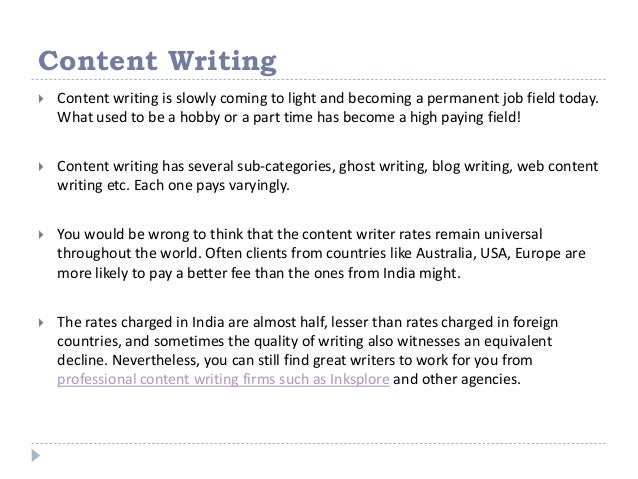 Web content writer pay rate
