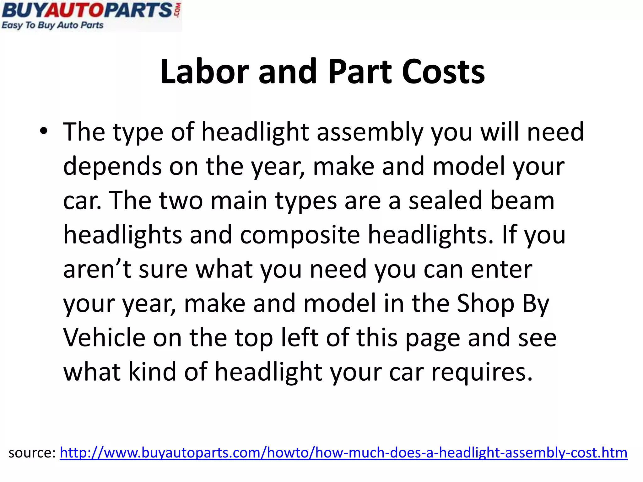 How Much Does a Headlight Assembly Cost? PPT