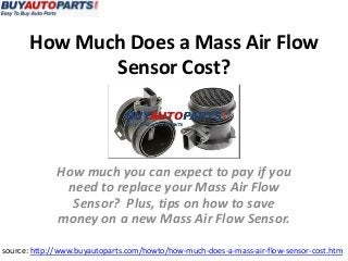 How Much Does a Mass Air Flow
              Sensor Cost?



             How much you can expect to pay if you
              need to replace your Mass Air Flow
               Sensor? Plus, tips on how to save
             money on a new Mass Air Flow Sensor.

source: http://www.buyautoparts.com/howto/how-much-does-a-mass-air-flow-sensor-cost.htm
 