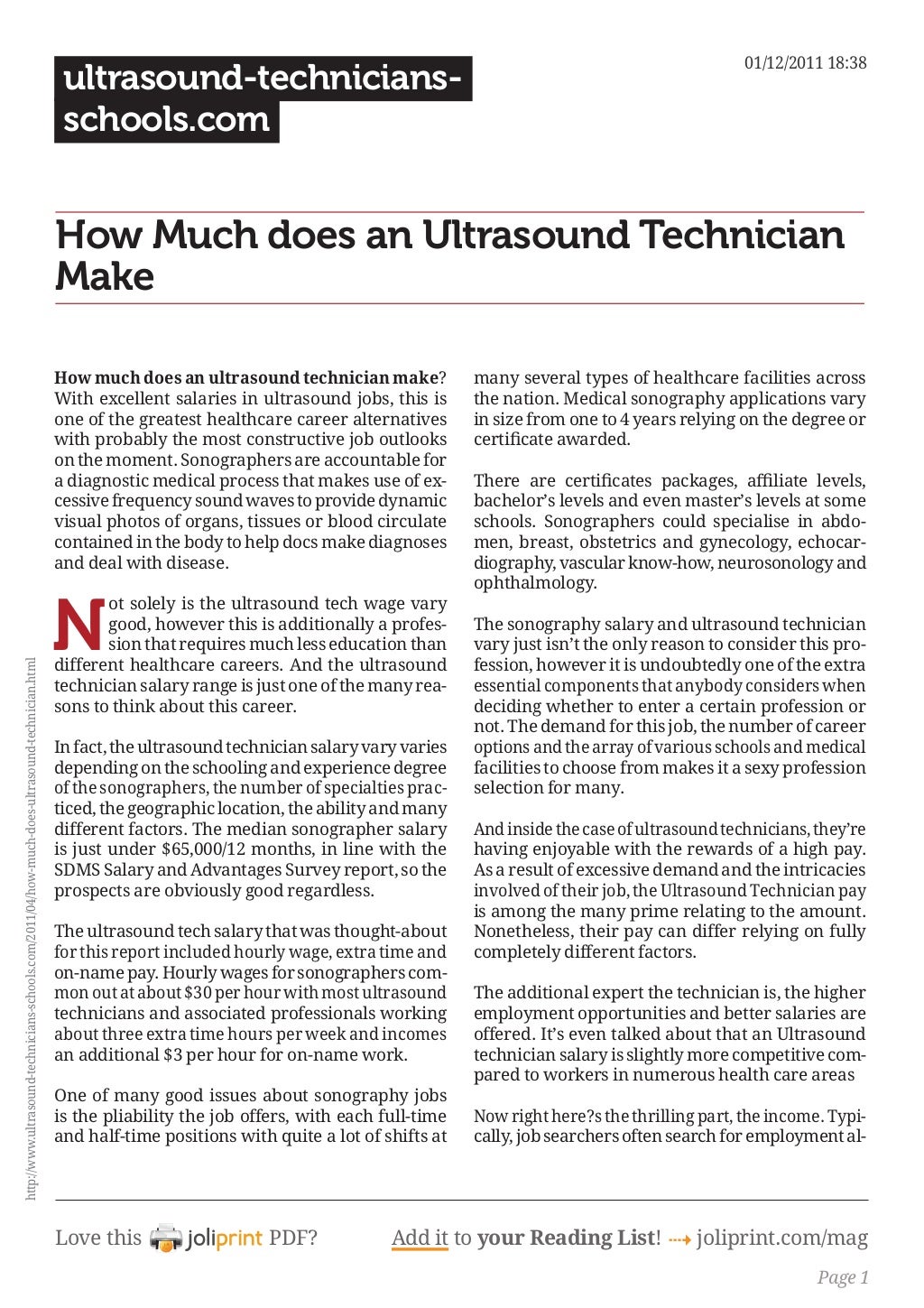 How much does an ultrasound technician make