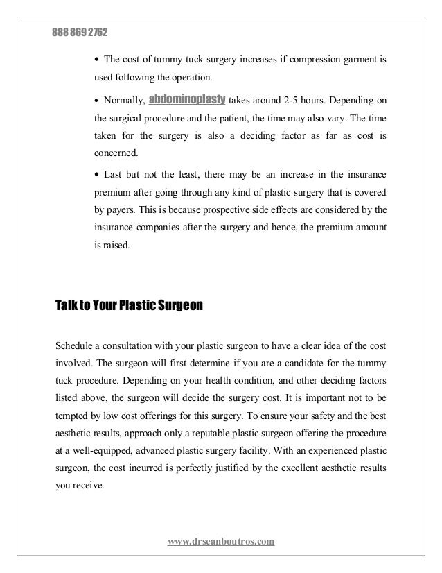 How much does a tummy tuck cost