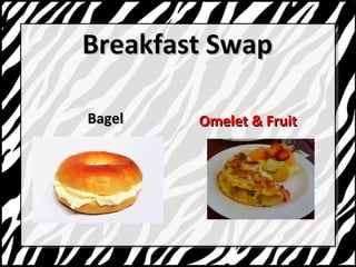 BBrreeaakkffaasstt SSwwaapp 
BBaaggeell OOmmeelleett && FFrruuiitt 
 