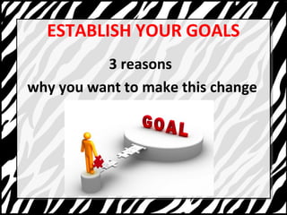 ESTABLISH YOUR GOALS 
3 reasons 
why you want to make this change 
 