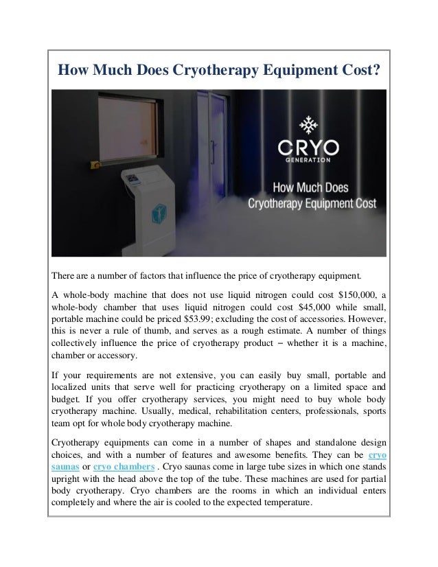 How Much Does Cryotherapy Equipment Cost?