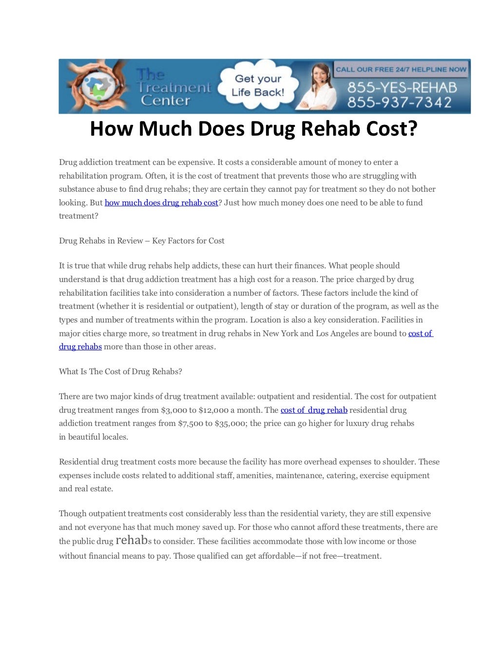 How much does drug rehab cost