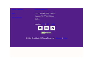 Artificial Intelligence
Web3
hello@simublade.com
2101 CityWest Blvd 1st floor,
Houston,TX 77042, United
States
Cloud Computing
Location: TX | SF | KSA
© 2024 Simublade All Rights Reserved | Sitemap | Policy
 