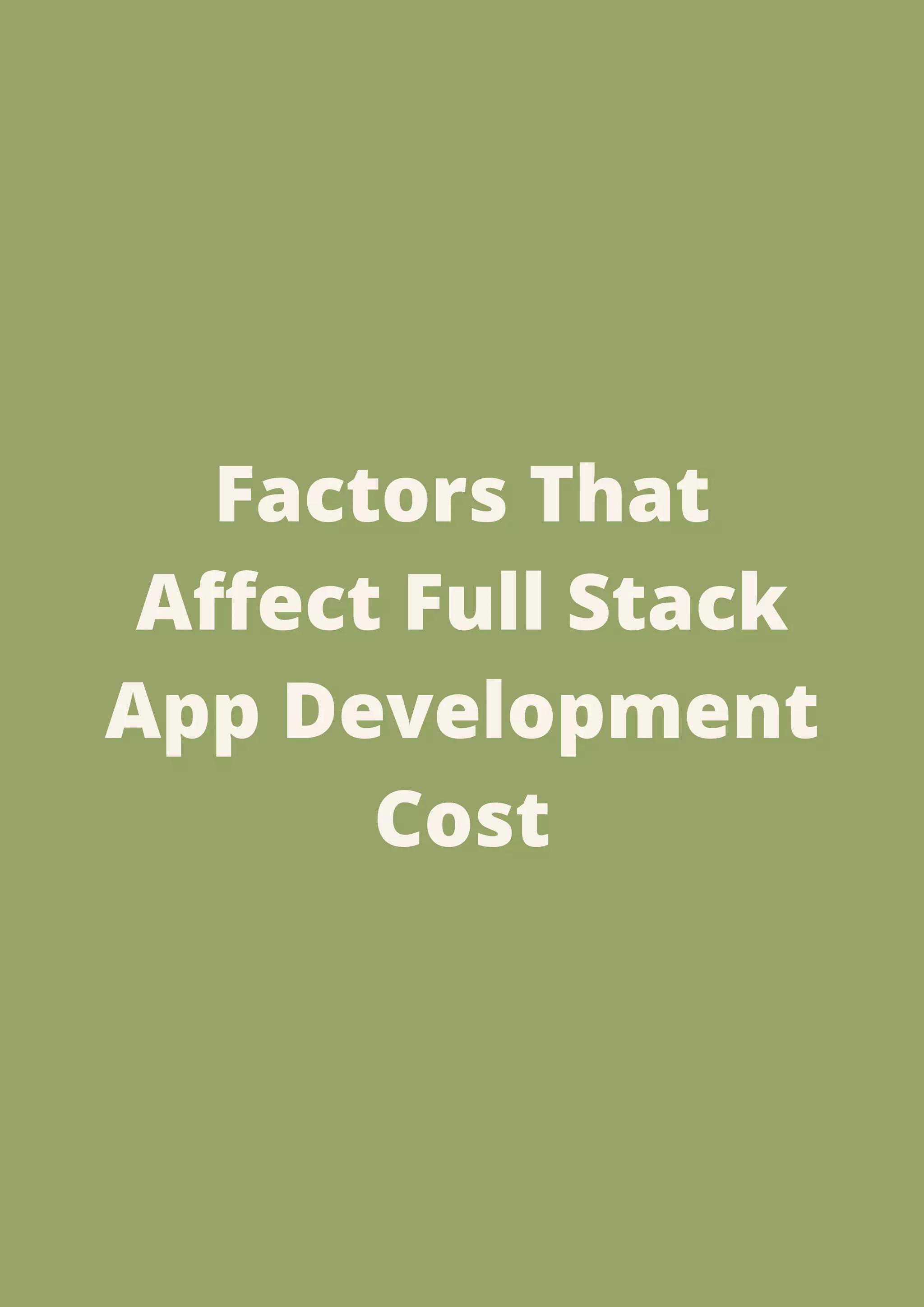 Factors That
Affect Full Stack
App Development
Cost
 