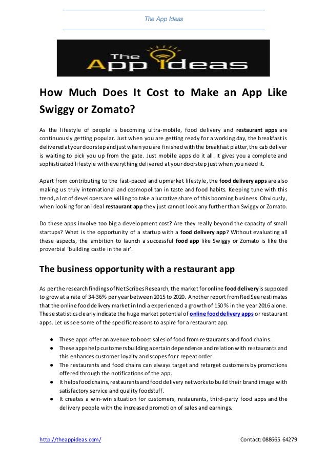 How Much Does It Cost To Make An App Like Swiggy Or Zomato