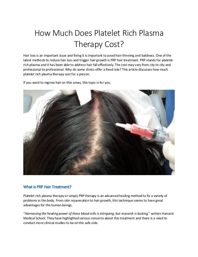 How Much Does Platelet Rich Plasma Therapy Cost