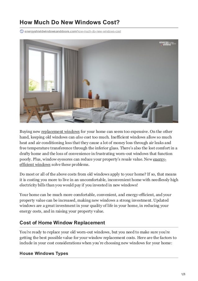 How Much Do New Windows Cost