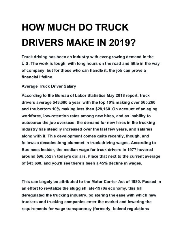 How Much Do Truck Drivers Make In 2019