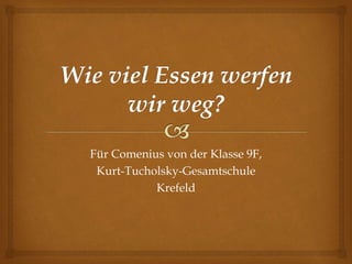 Für Comenius von der Klasse 9F,
Kurt-Tucholsky-Gesamtschule
Krefeld
 