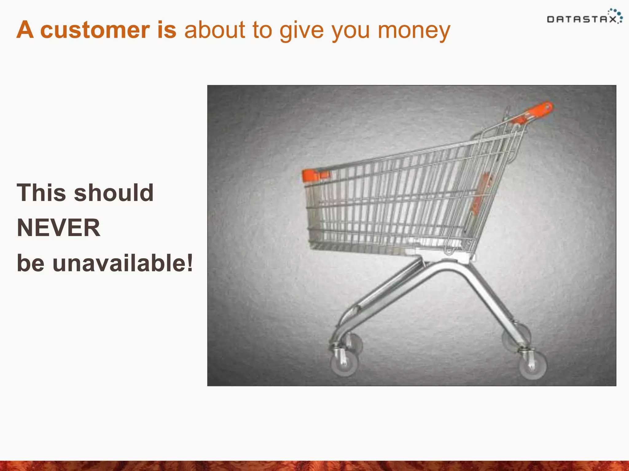 A customer is about to give you money
This should
NEVER
be unavailable!
 