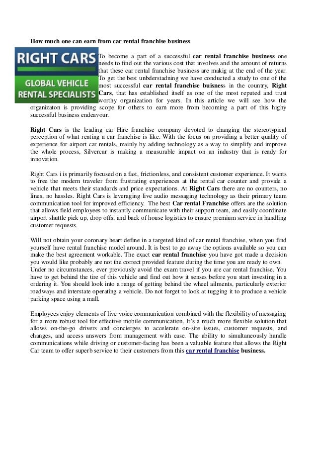 How much one can earn from car rental franchise business