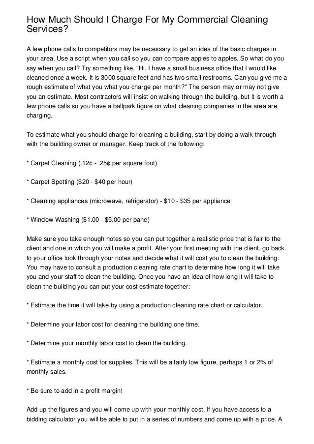 How Much Should I Charge For My Commercial Cleaning Services?