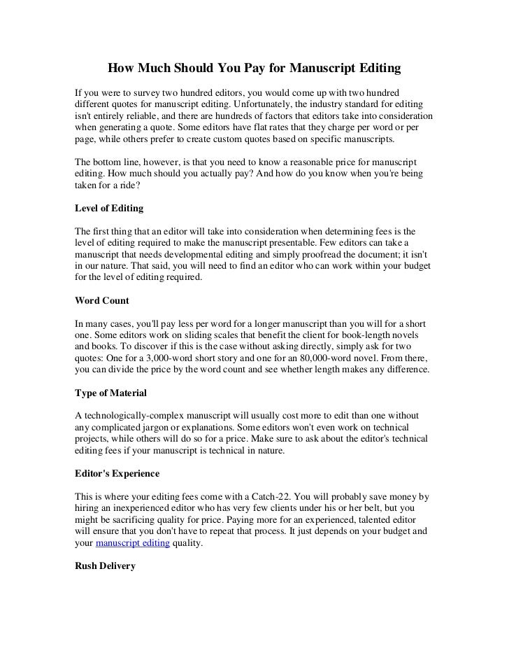 How much should you pay for manuscript editing