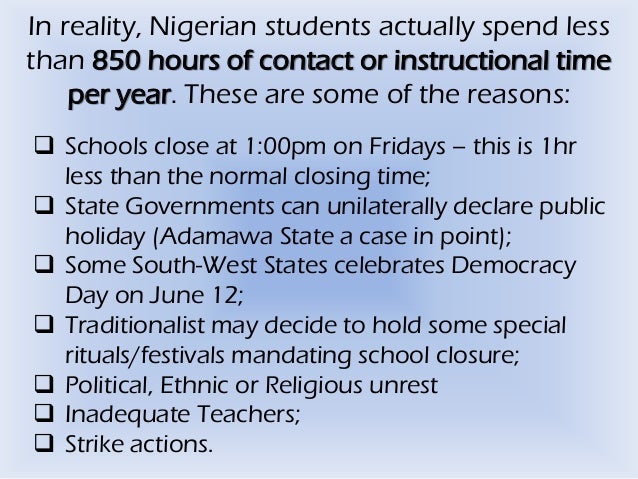 How much time does nigerian student spend in school