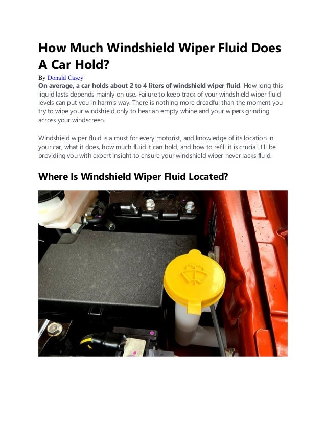 How much windshield wiper fluid does a car hold