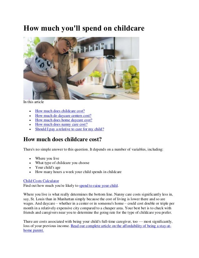 How Much You'll Spend on Childcare