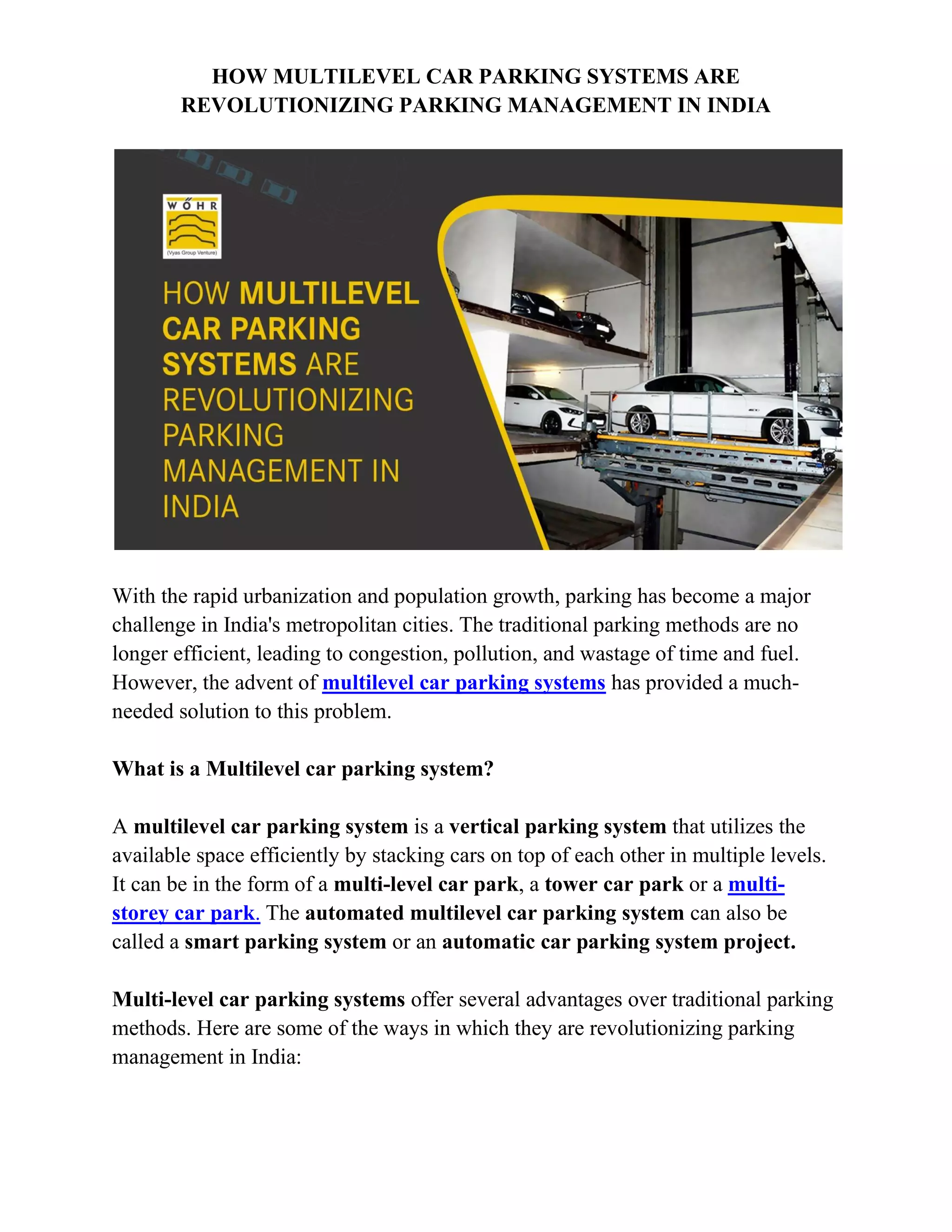 How Multilevel Car Parking Systems Are Revolutionizing Parking