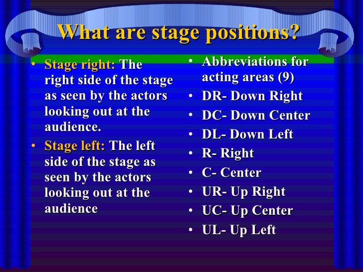 How must we take the stage?