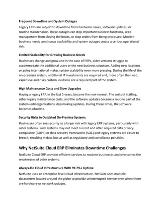 Overcoming Legacy Risk How NetSuite Cloud ERP Helps Businesses Overcome Legacy System Downtime ...