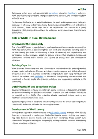 How NGOs Contribute to Rural Development and Community Growth | PDF