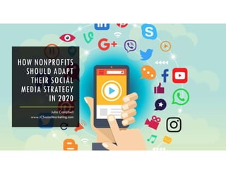HOW NONPROFITS
SHOULD ADAPT
THEIR SOCIAL
MEDIA STRATEGY
IN 2020
Julia Campbell
www.JCSocialMarketing.com
 