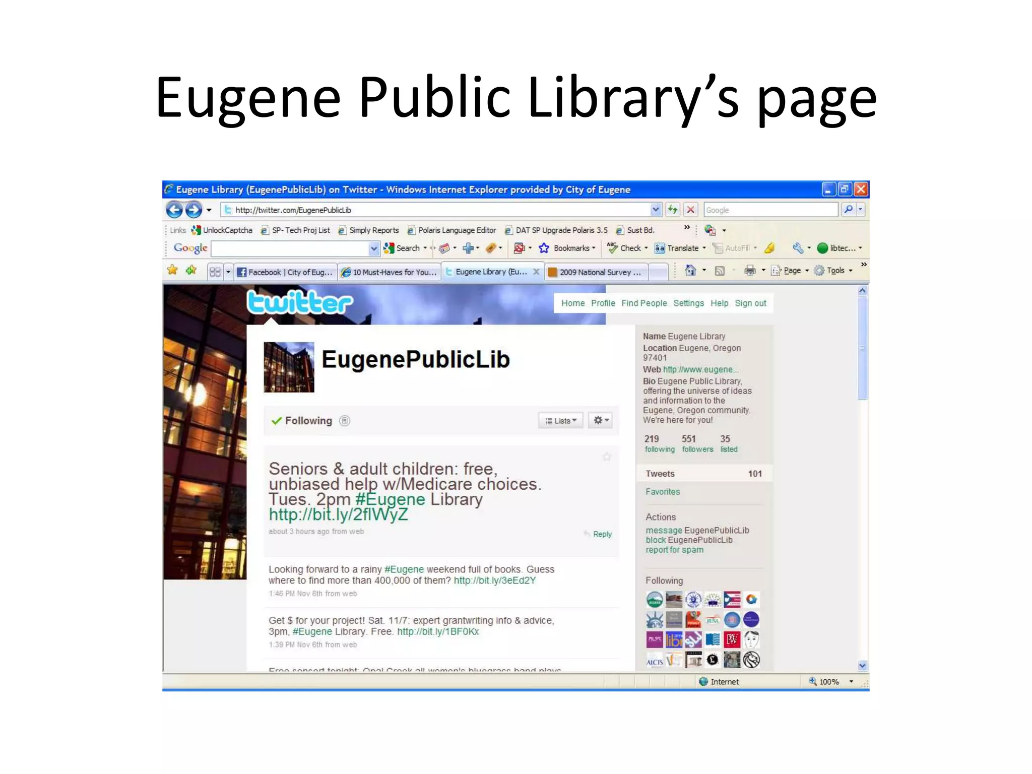 Eugene Public Library’s page
 