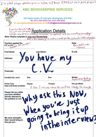 How not to complete a job application form