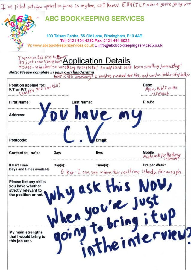 How Not To Complete A Job Application Form