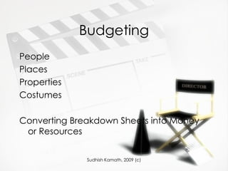 Budgeting People Places Properties Costumes Converting Breakdown Sheets into Money or Resources 