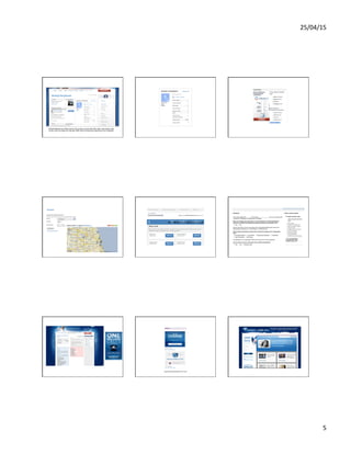 25/04/15	
  
5	
  
My.barackobama.com allows users to join groups, connect with other users, plan events, raise
money, write own blogs and volunteer. Basic tools for grassroots organizing at your fingertips!
My.	
  BarackObama.com	
  –	
  Dashboard	
   My.	
  BarackObama.com	
  –	
  Ac<vity	
  index	
   My.	
  BarackObama.com	
  –	
  Personal	
  Fundraising	
  
My.	
  BarackObama.com	
  –	
  Event	
  ﬁnder	
   My.	
  BarackObama.com	
  –	
  Neighbor	
  to	
  Neighbor	
   My.	
  BarackObama.com	
  –	
  Voter	
  Script	
  
My.	
  BarackObama.com	
  –	
  Phone	
  Banking	
  tool	
  
Geared	
  toward	
  geFng	
  out	
  the	
  vote	
  
Innova<ons	
  –	
  Widgets	
   Innova<ons	
  –	
  Fight	
  The	
  Smears	
  
 