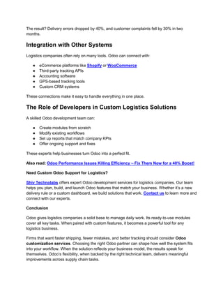 A Comprehensive Guide to Odoo Development for Logistics | PDF
