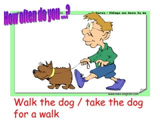 Walk the dog / take the dog for a walk How often do you ...? 