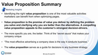• Identifying the right value proposition is one of the most valuable activities
marketers can benefit from when optimizin...