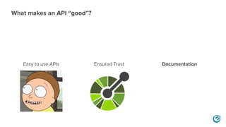 Easy to use APIs
What makes an API “good”?
Ensured Trust Documentation
 