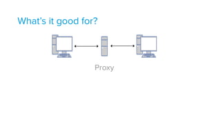 What’s it good for?
Proxy
 