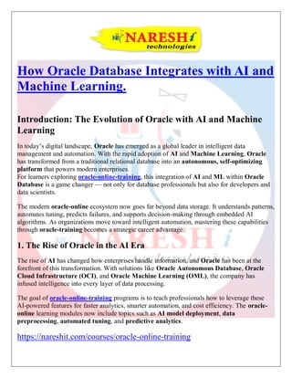 How Oracle Database Integrates with AI and Machine Learning - Oracle ...
