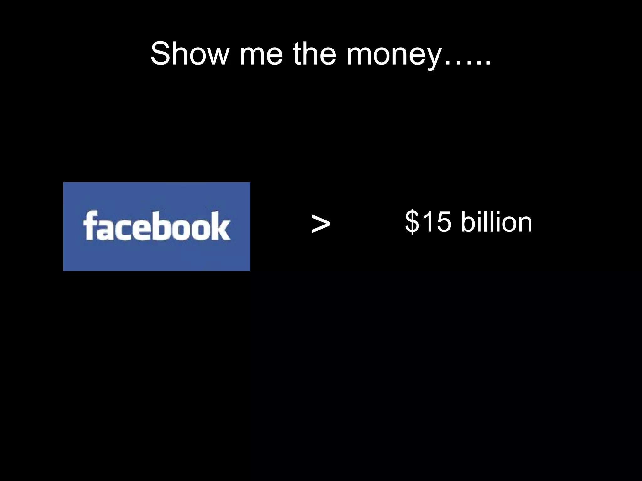 Show me the money….. > $15 billion 